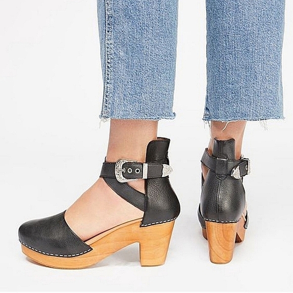 Free People Andorra Black Western Clog-Size 37 - Picture 2 of 16